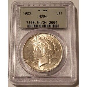 1923 Peace Silver Dollar MS64 PCGS OGH Light Toning